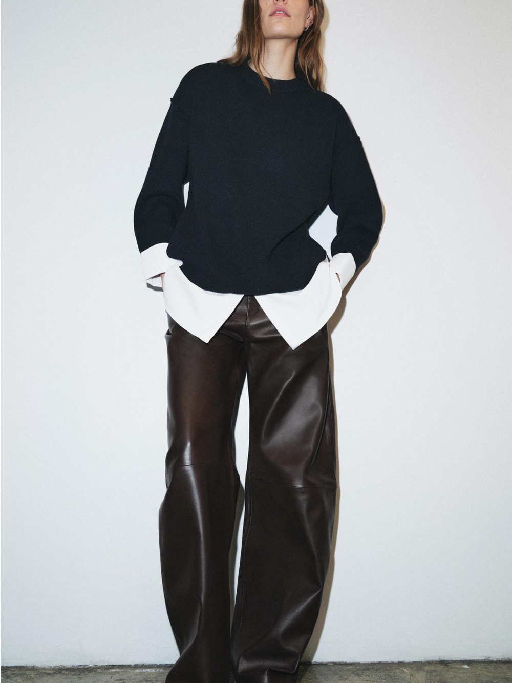 Zara combination poplin knit jumper